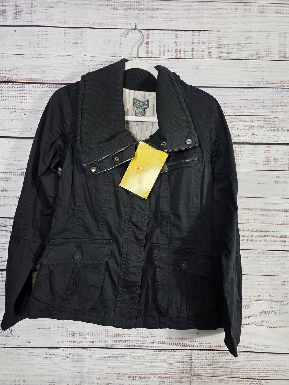 Motto Your Style Mantra Black Utility Jacket Women's Size Small NWT